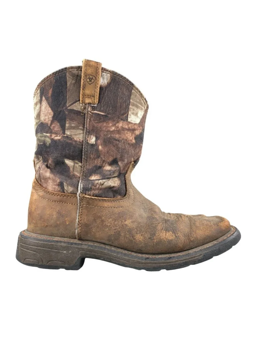 Ariat Kids Size 5 Work Hog Brown Leather Square Toe Western Cowboy Boots FAIR